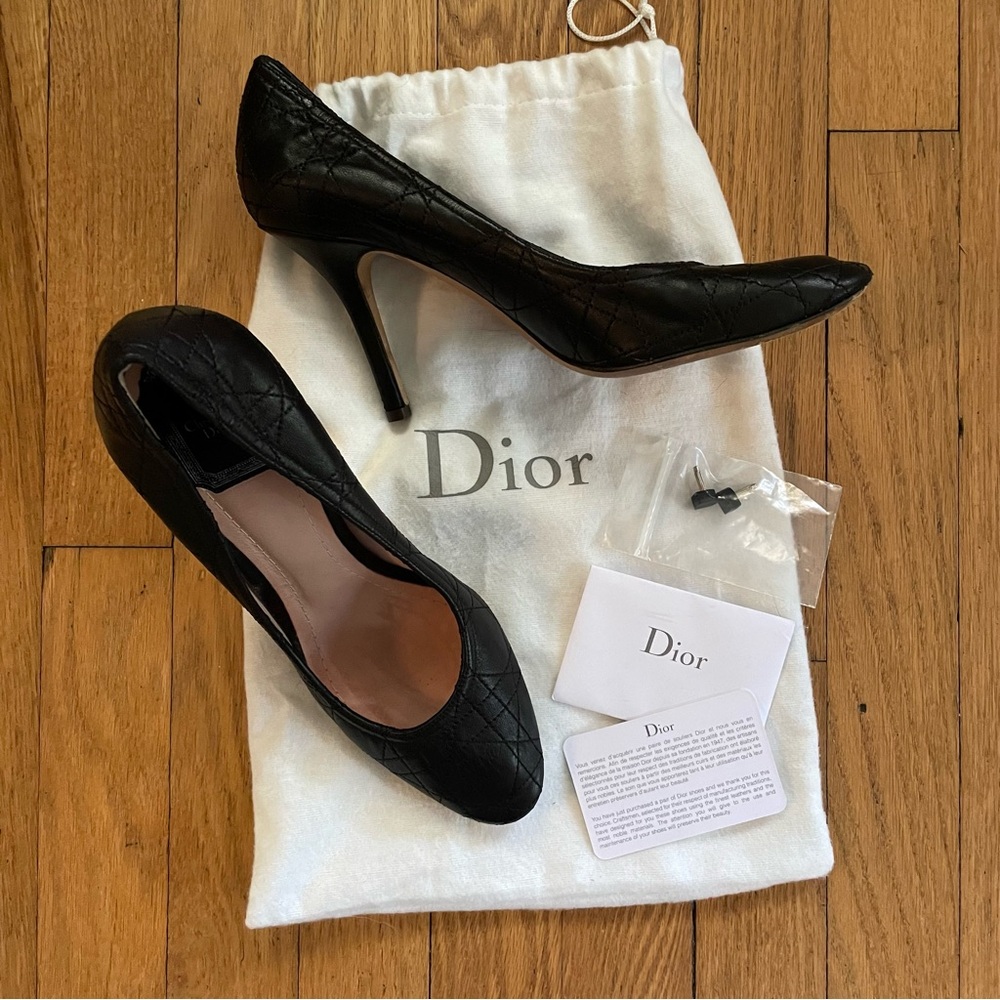 Christian Dior Quilted Leather Black Pumps | Size 39.5 US 9.5